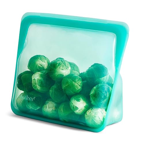 Stasher Premium Silicone Reusable Food Storage Stand-Up Mid Bag, Aqua,  Microwave, Sous Vide, Dishwasher, Oven and Freezer Safe, BPA Free,  Leak-free,