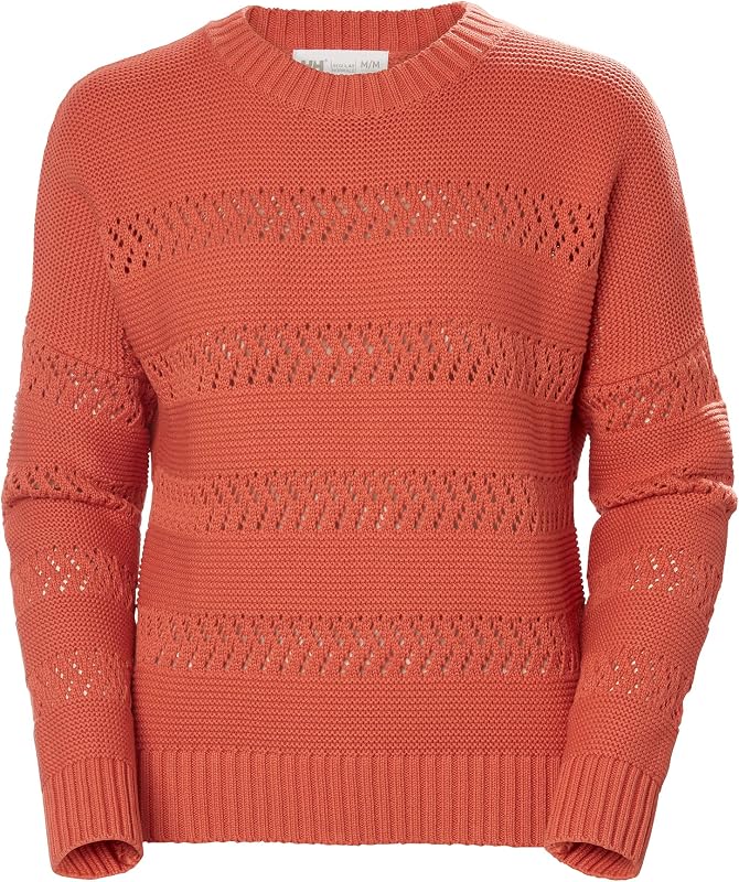 W Pier Maglia Pointelle Maglione, Terracotta, L Donna