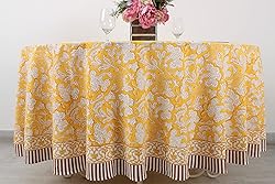 Ridhi Saffron Yellow 100% Cotton Round 60