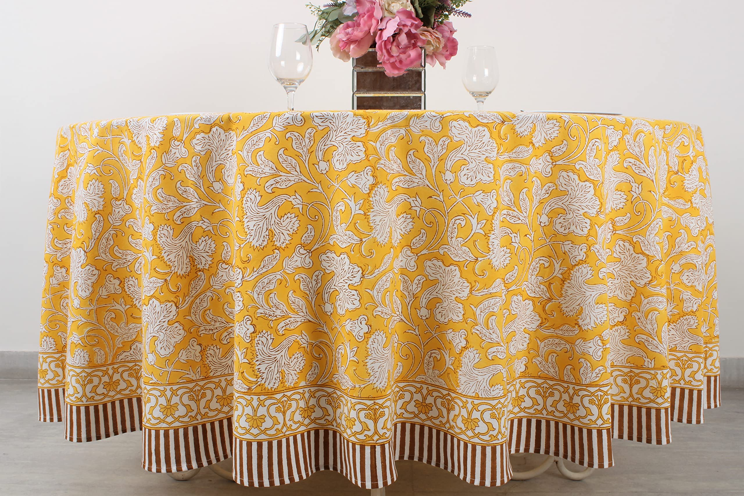 Ridhi Saffron Yellow 100% Cotton Round 60
