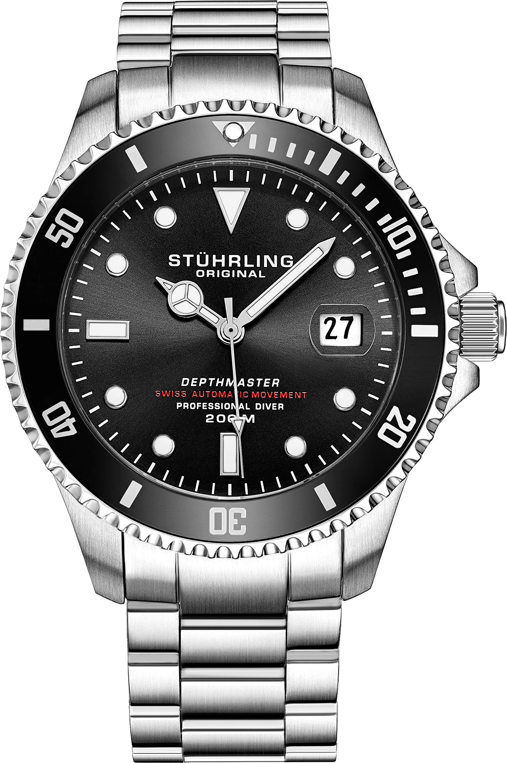 Mens Swiss Automatic Stainless Steel Professional"DEPTHMASTER" Dive Watch, 200 Meters Water