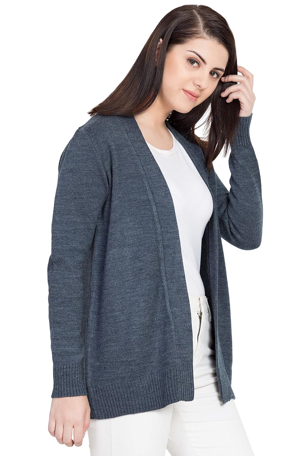 boxymoxy front open full sleeves blue sweater cardigan for girls & women