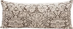 Creative Co-Op Cotton Chenille Jacquard Lumbar, Brown & Cream Color Pillow