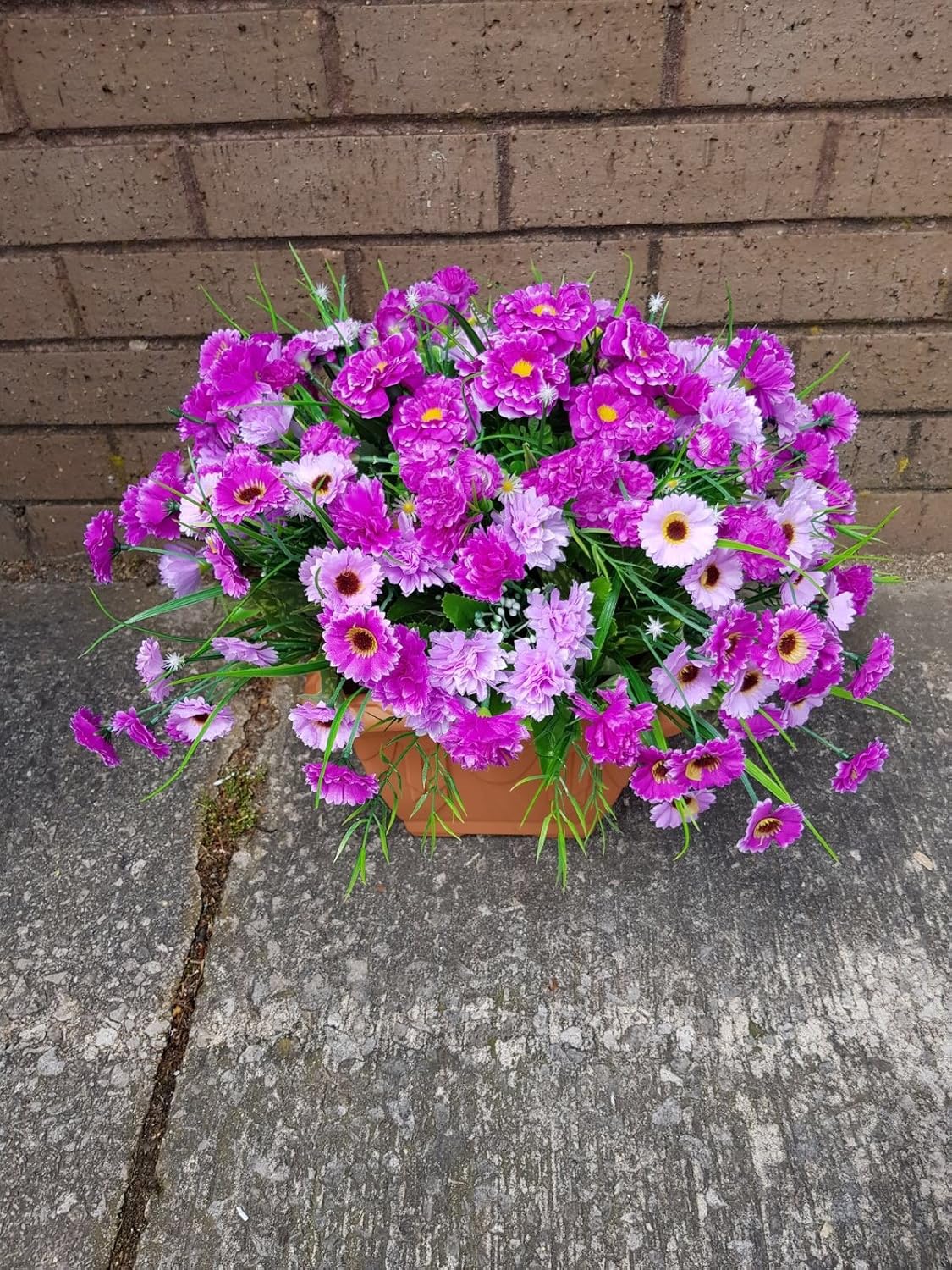 Artificial Flowers In Pot Outdoor uv proctected, Purple and White
