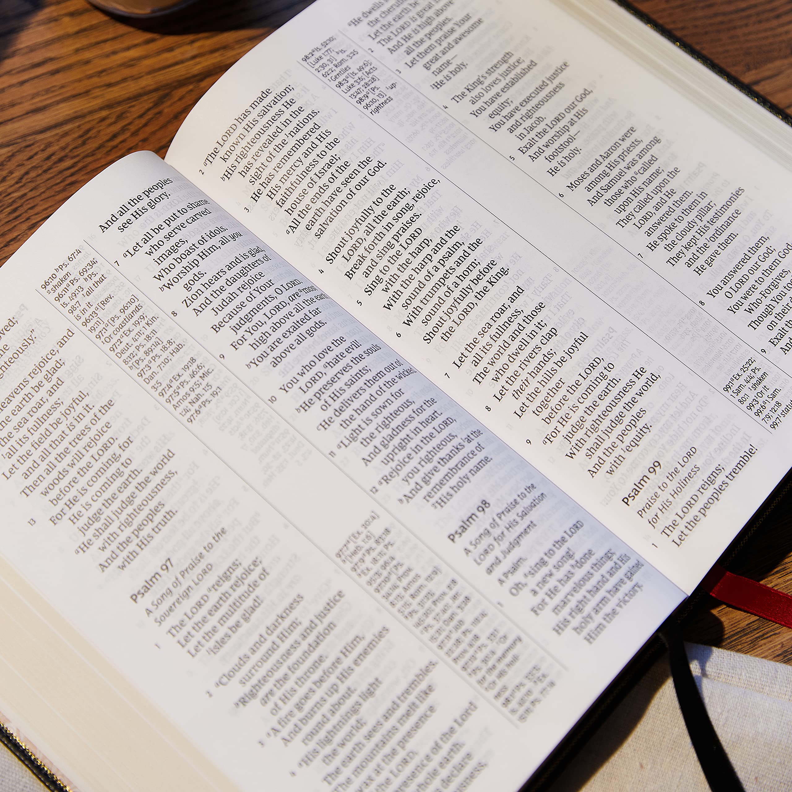 NKJV Holy Bible, Giant Print Center-Column Reference Bible, Deluxe Black Leathersoft, 72,000+ Cross References, Red Letter, Comfort Print: New King James Version