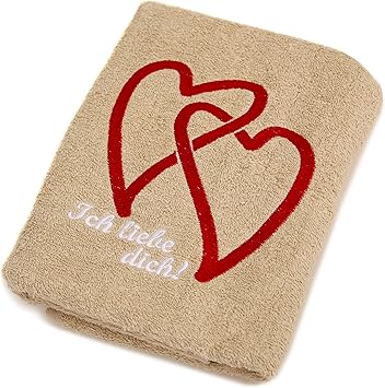 Abc Casa Beige Handtuch Mit Herzen Ich Liebe Dich Romantische Geschenke Zum Geburtstag Jahrestag Hochzeitstag Valentinstag Muttertag Vatertag Fur Manner Oder Fur Frauen Amazon De Kuche Haushalt