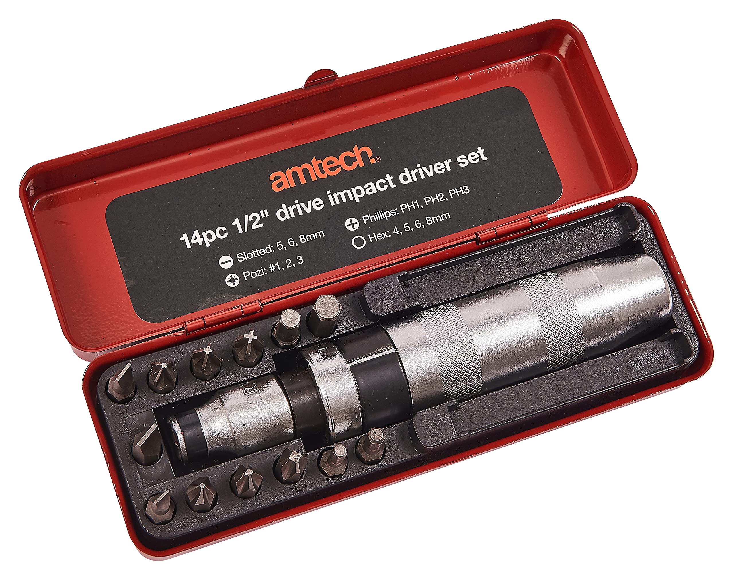 Amtech L2130 14 Piece 13mm (1/2") Drive Impact Driver Set