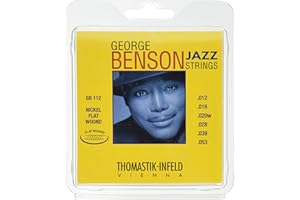 Thomastik-Infeld GB112 Jazz Guitar Strings: George Benson 6 String Set - Pure Nickel Flat Wounds E, B, G, D, A, E Set