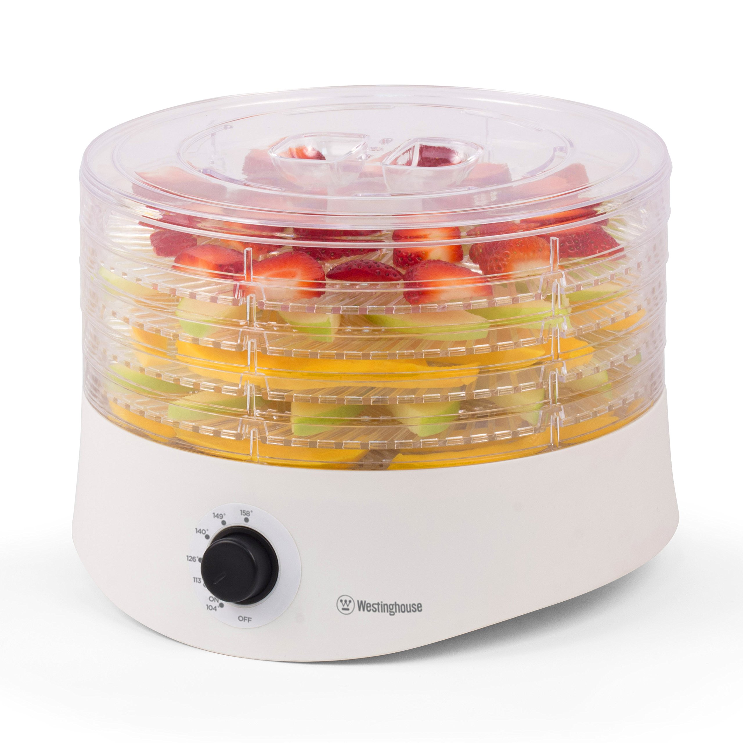 Westinghouse WFD100W New Food Dehydrator, 280 Watts, White Base, 5