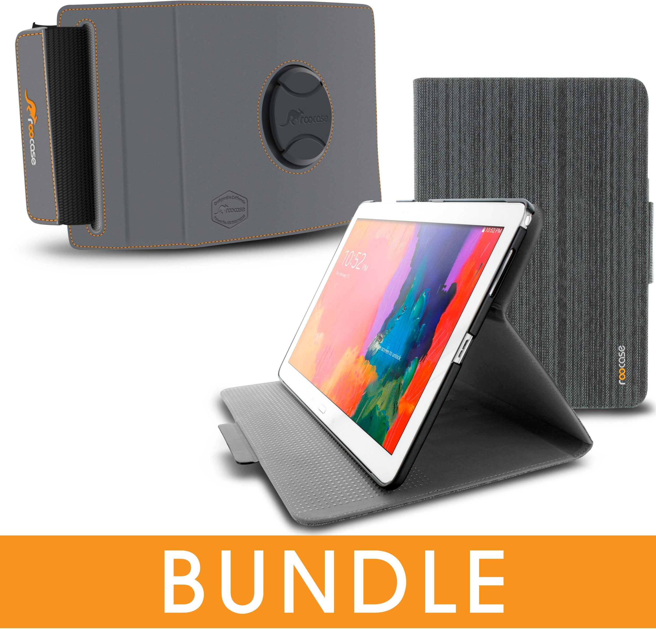 Galaxy Tab Pro 12.2 Case Bundle, rooCASE Orb Folio Case Cover with Stand, Canvas Black