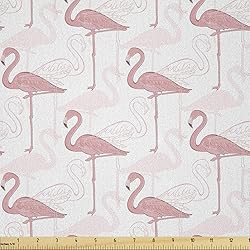 Lunarable Flamingo Fabric by The Yard, Standing