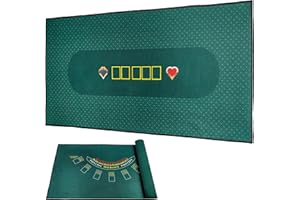 BALIKEN WALIKEN 2-in- Tabletop Poker Felt 39"x23" Texas Holdem Mat and Blackjack Mat Double-Sided Design Poker Felt Table Cover Rectangle