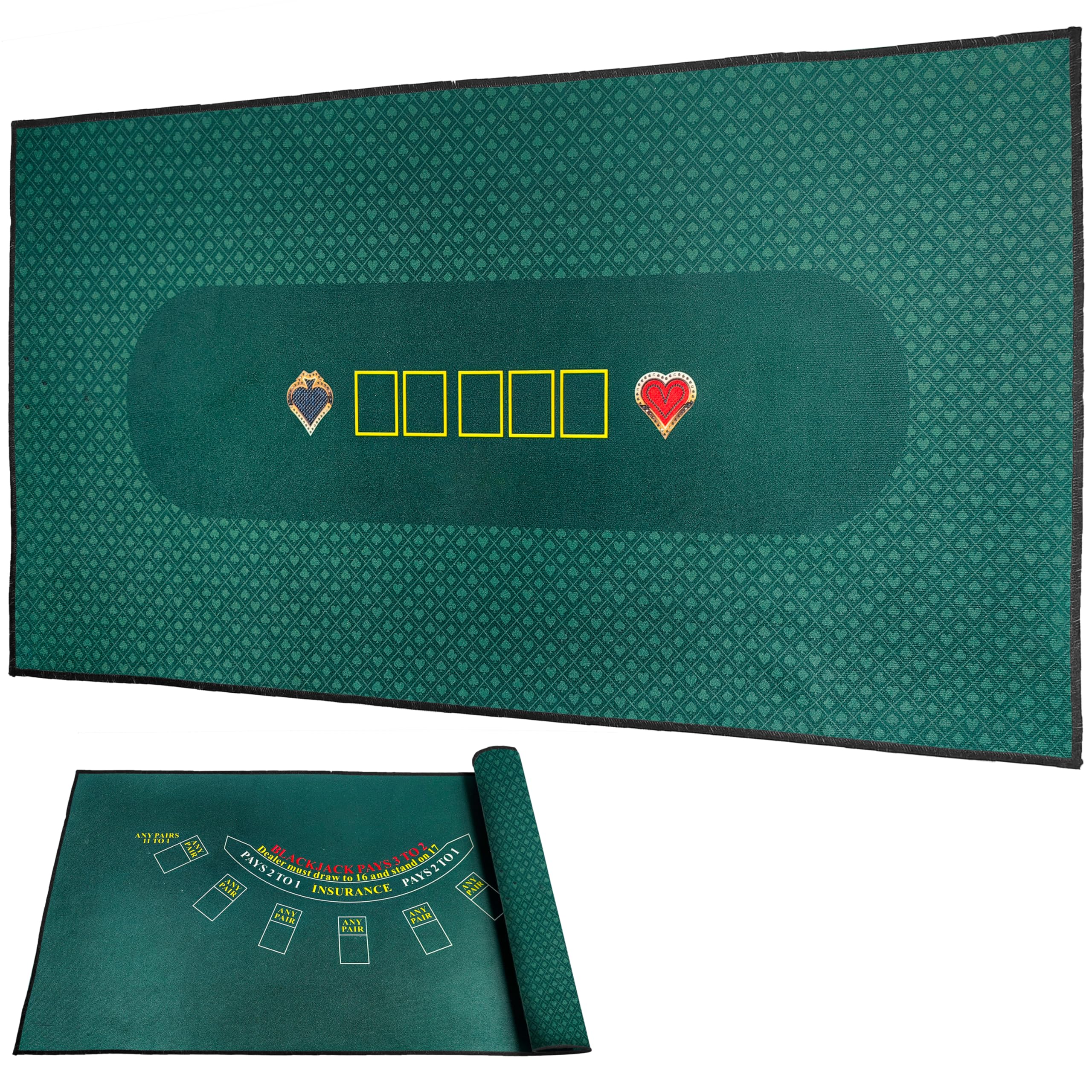 Photo 1 of BALIKEN 84x42 Inches Texas Holdem Poker Mat & Blackjack Table Top Casino Felt Professional Grade Mat (Green)