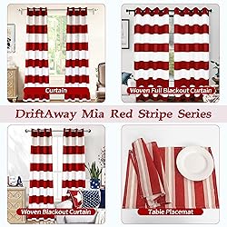 DriftAway Red Stripe Room Darkening Window Curtains
