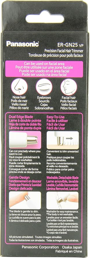 Panasonic Ergn25vp Beauty Precision Facial Hair Trimmer Pink