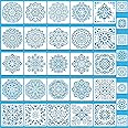 SUNFEEL Mandala Painting Craft Stencils Reusable Templates 6 x 6 in and 3.5 x 3.5 in, For Wood and Canvas, DIY Crafts and Furniture
