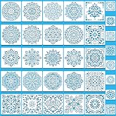 SUNFEEL Mandala Painting Craft Stencils Reusable Templates 6 x 6 in and 3.5 x 3.5 in, For Wood and Canvas, DIY Crafts and Furniture