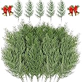 JK-GMTE Artificial Christmas Green Pine Needles Branches Twigs Stems Picks Stems Fake Greenery Picks for DIY Wreath Christmas Tree Crafts Wedding Decorations (30, 12.6inch)