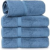 Chakir Turkish Linens | Hotel & Spa Quality 100% Cotton Luxury Turkish Towels | Soft & Absorbent (30x60 Inches Extra Large Bath Towels, Set of 4 - Wedgewood)