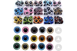 ARTCXC 90Pcs 15mm &16mm 3Styles Plastic Safety Eyes Glitter Eyes Solid Craft Crochet Eyes with Washers for DIY Making of Puppet Bear Crafts Toy Doll Carfts