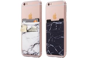 Cardly Wallet | Card and Money Holder for Cell Phone | Sticks On Case (Black & White Marble)