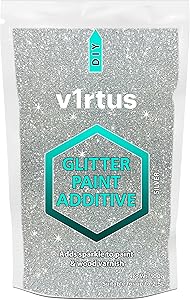 V1RTUS Silver Glitter Paint Crystal Additive 100g / 3.5oz for Acrylic, Latex, Emulsion - use Interior / Exterior - Wall, Ceiling, Wood, Metal, Varnish, Dead flat, Matte, Soft Sheen or Silk