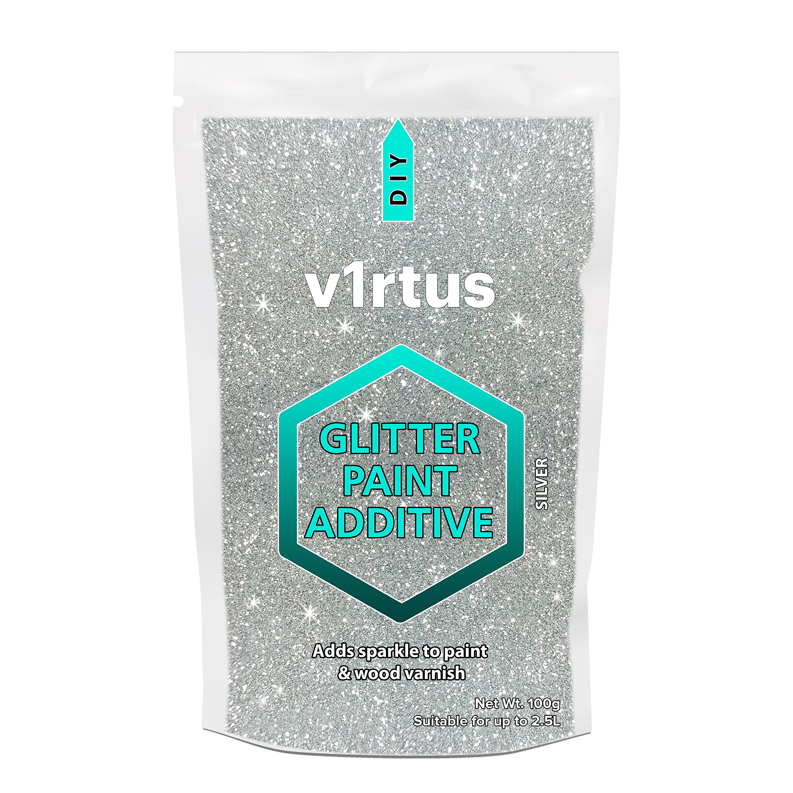 Silver Glitter Paint Additive 100g | Sparkle Glitter Paint for Walls Interior Exterior, v1rtus