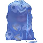 NATURAL STYLE Heavy Duty Large Mesh Sports Ball Bag, 40" x 30" Drawstring Soccer Bag with Adjustable Shoulder Strap, Sports Equipment Bag for Basketball Football Volleyball Gym Swimming Gears