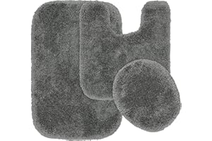 Garland Rug Finest Luxury Dark Gray 3-Piece Set Ultra Plush Washable Bath Rug Set - Soft, Absorbent, And Stylish For Your Bathroom
