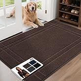 JSEI Entryway Rugs Doormat 32"x48", Non-Slip Dirt Trapper Door Mats Indoor, Washable Absorbent and Stain Resist Welcome Floor Mat for Front Door, Dog Door Mat, Muddy Wet Shoes & Paws, Brown