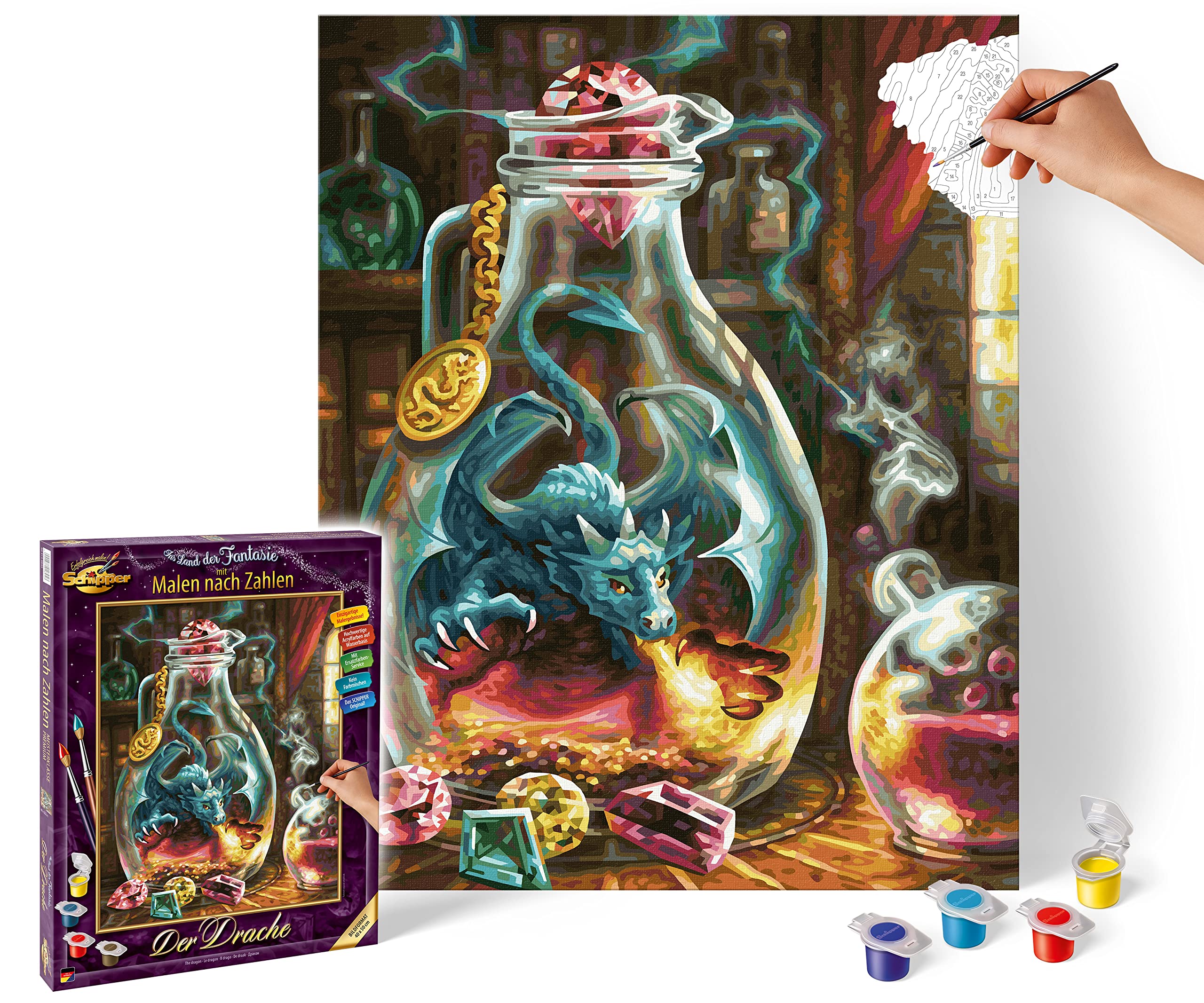 Schipper 609130845 Painting by Numbers - The Dragon - Painting Pictures for Adults Including Brush and Acrylic Paints 40 x 50 cm