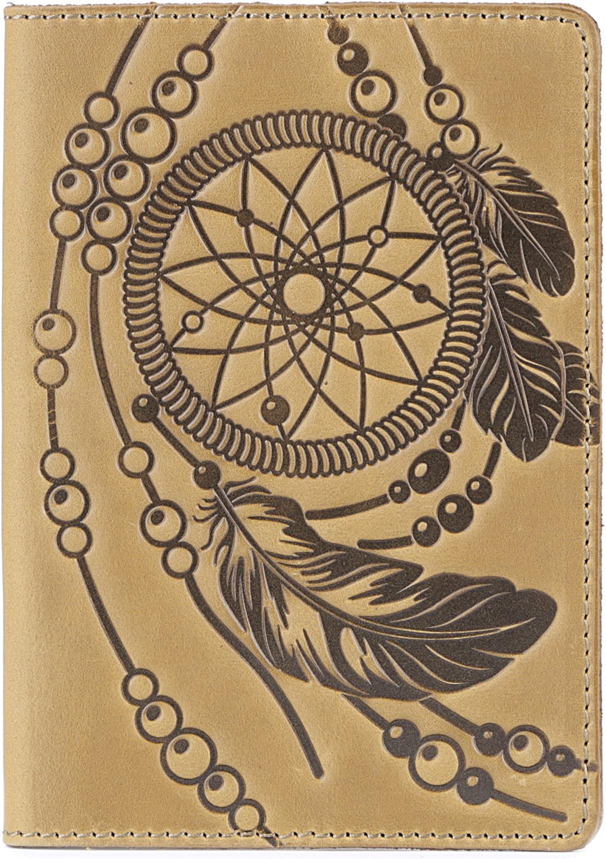 Leather Passport Holder - Passport Cover Case with Vintage Dreamcatcher Design