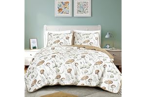 ESCA 3-Piece Teenie Taupe Mushroom Bedspread Set Queen Size Reversible Brown Quilt