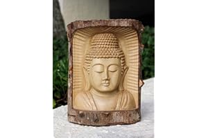G6 Collection Wooden Serene Buddha Bust Head Statue Hand Carved Sculpture Handmade Figurine Decorative Home Decor Accent Handcrafted Traditional Contemporary Decoration Buddha Head Crocodile Wood