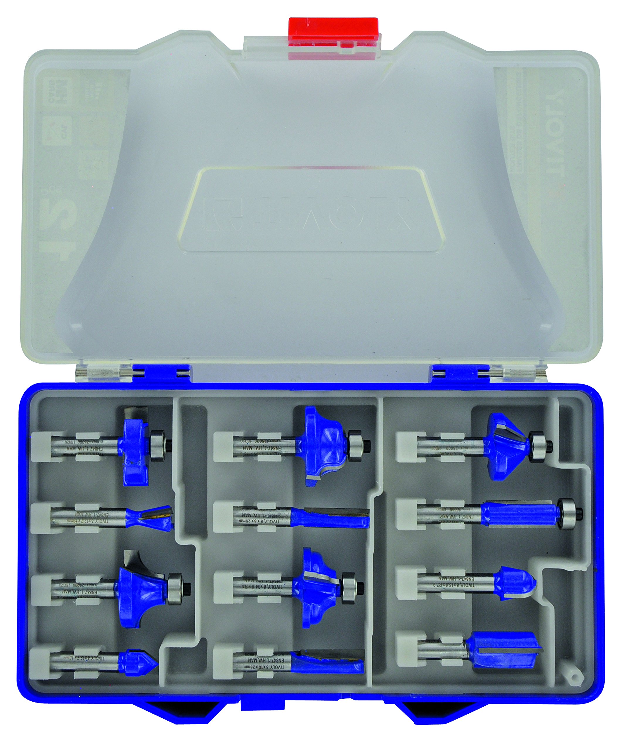 Tivoly XT606470003 Assorted Shape Router Bits, Blue, Set of 12