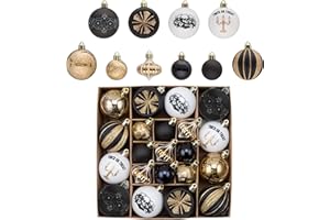 DECOR BY HANNAH DecorbyHannah Halloween Tree Ornaments Decorations Indoor, 21ct Black Gold Hanging Gothic Halloween Ornaments for Small Tree with Skulls, Spooky Shatterproof Plastic Ball for Home Party Table Decor