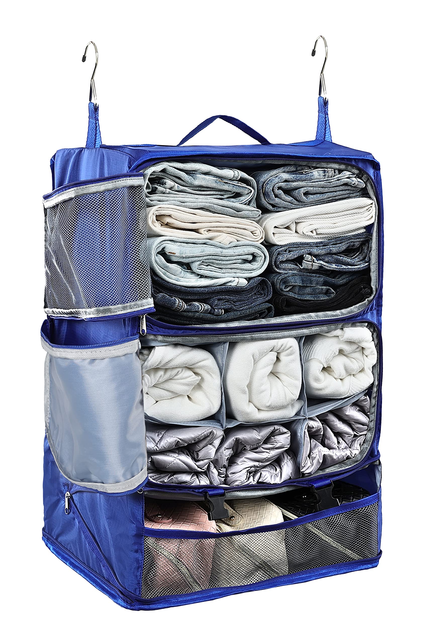 ELEZAY Hanging Packing Cubes Portable Closet 3-Shelf Travel Collapsible ...