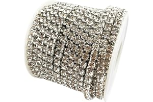 JILLFANG 10 Yard Crystal Rhinestone Close Chain Clear Trim Sewing Craft Silver Color (4.3mm)