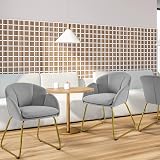 Yaheetech Velvet Tub Chair Modern Accent Armchair with Gold Leg Grey view 5