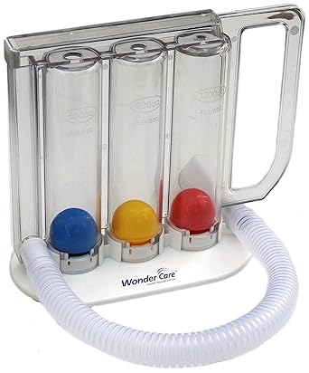 Wonder Care- Deep Breathing Lung Exerciser - 3 Balls Incentive Spirometer - Small and Washable