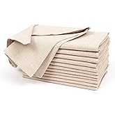 Homidate Linen Flax Cotton Cloth Dinner Napkins Set of 12 – 18x18 Natural Hemstitched Reusable Fabric Napkins for Weddings, Parties, Dinners & Table Décor – Elegant & Durable