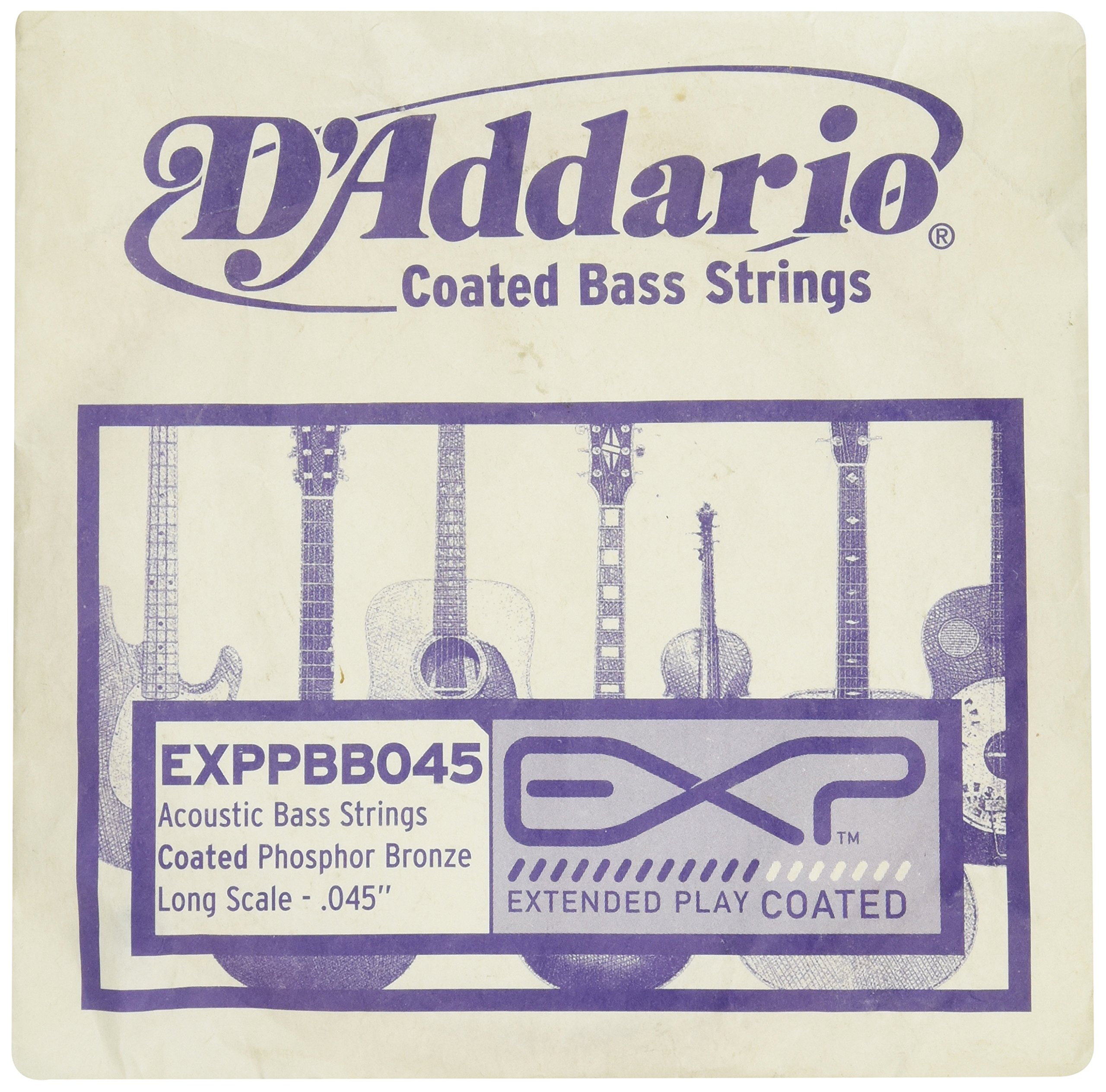 D'Addario EXPXB045SL EXP Coated Nickel Round Wound Bass Guitar Single String, .045