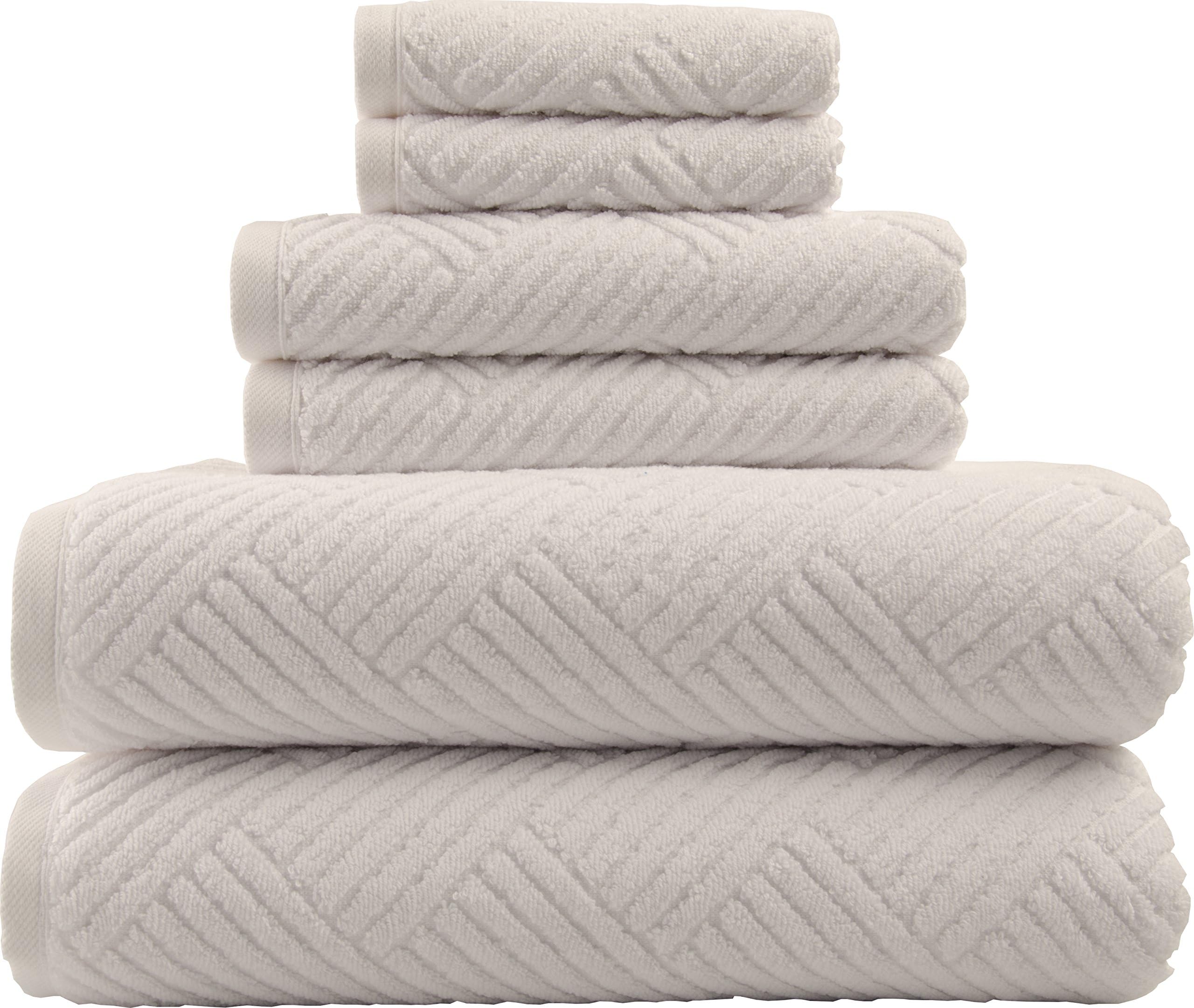 Smyrna Basket Weave Design 100-percent Luxury Turkish Cotton 600-Gram 6-Piece Towel Set (White)