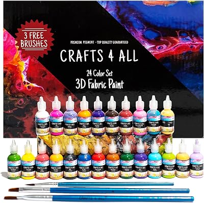 Crafts 4 ALL 24-Color Fabric Paint Set for T-Shirts, Shoes, Canvas & More