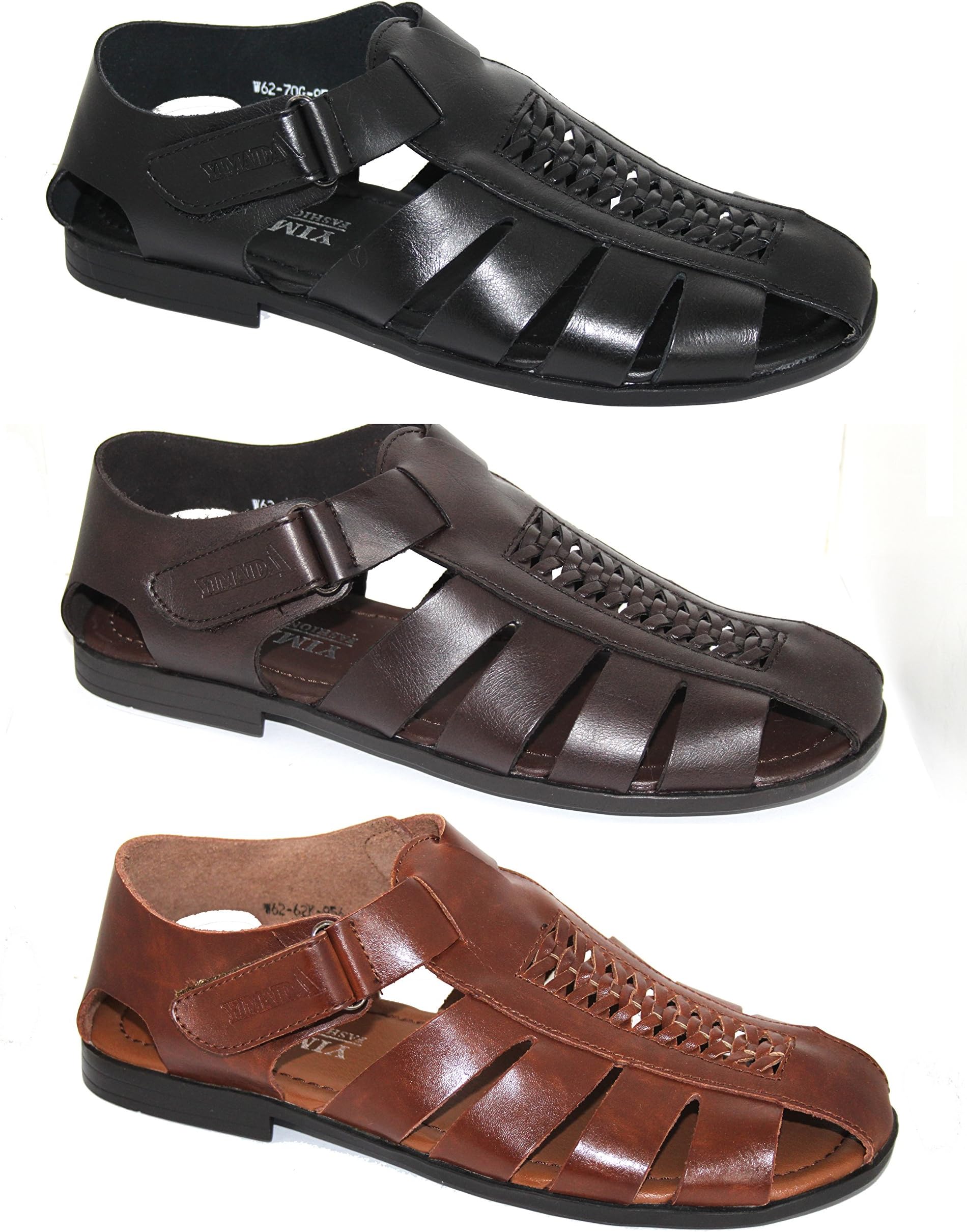 By Neki Mens Leather Fisherman Sandals