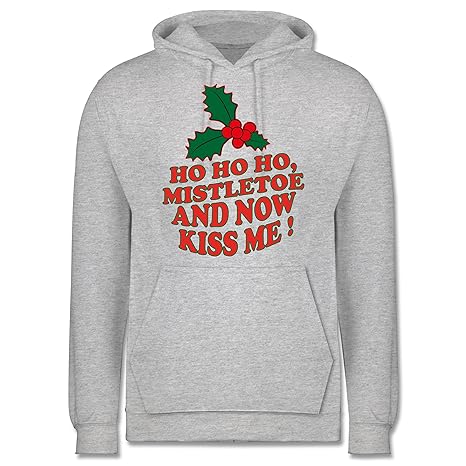 Weihnachten & Silvester - Ho Ho, Mistletoe and Now kiss me - Mistelzweig - Herren Hoodie