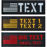 Custom Personalized Reflective Laser Cut ID Panel Name Tape American Flag Patch with Hook Loop Fastener (American Flag)