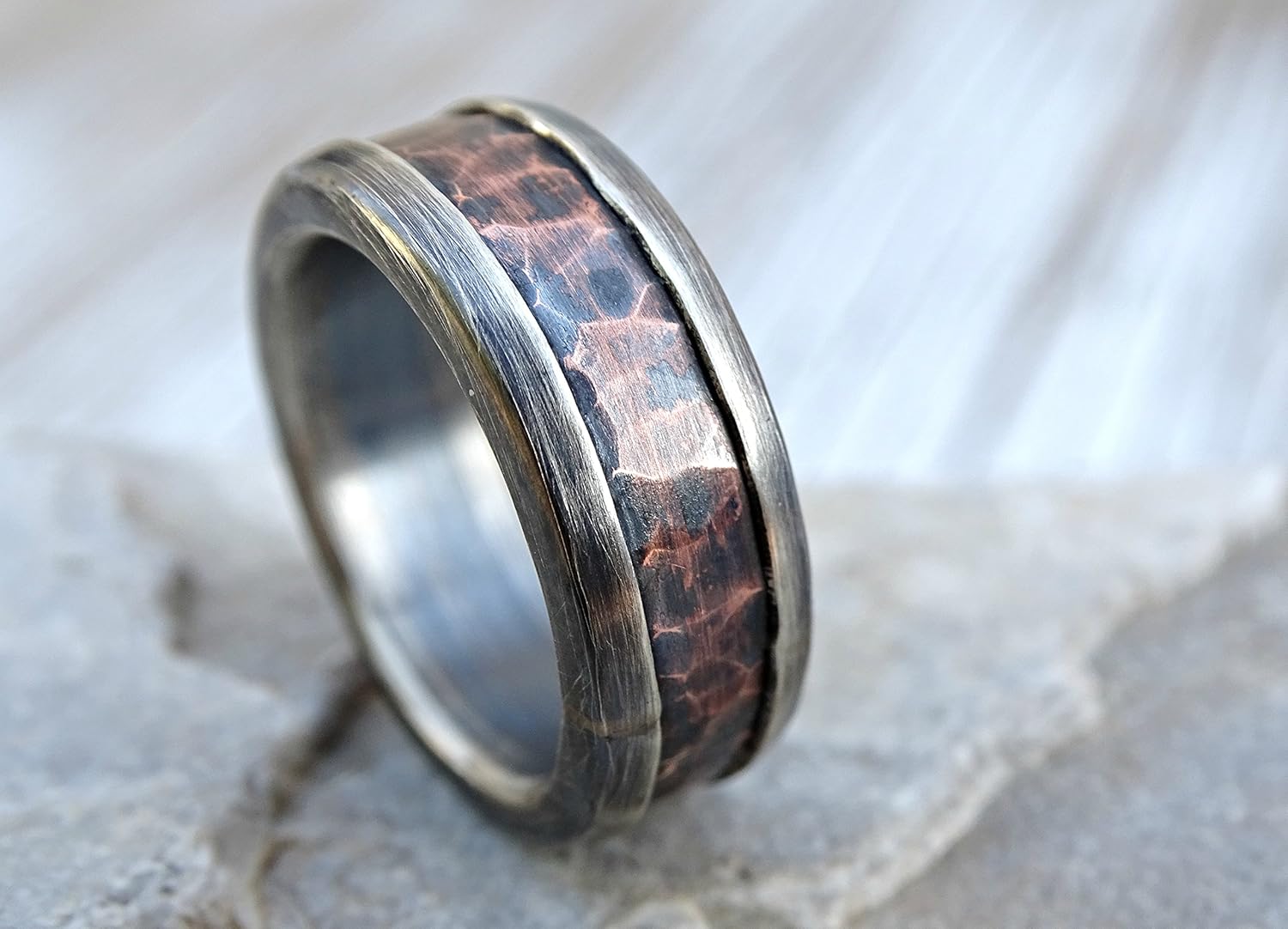 chunky mens ring copper, mens wedding band bold,