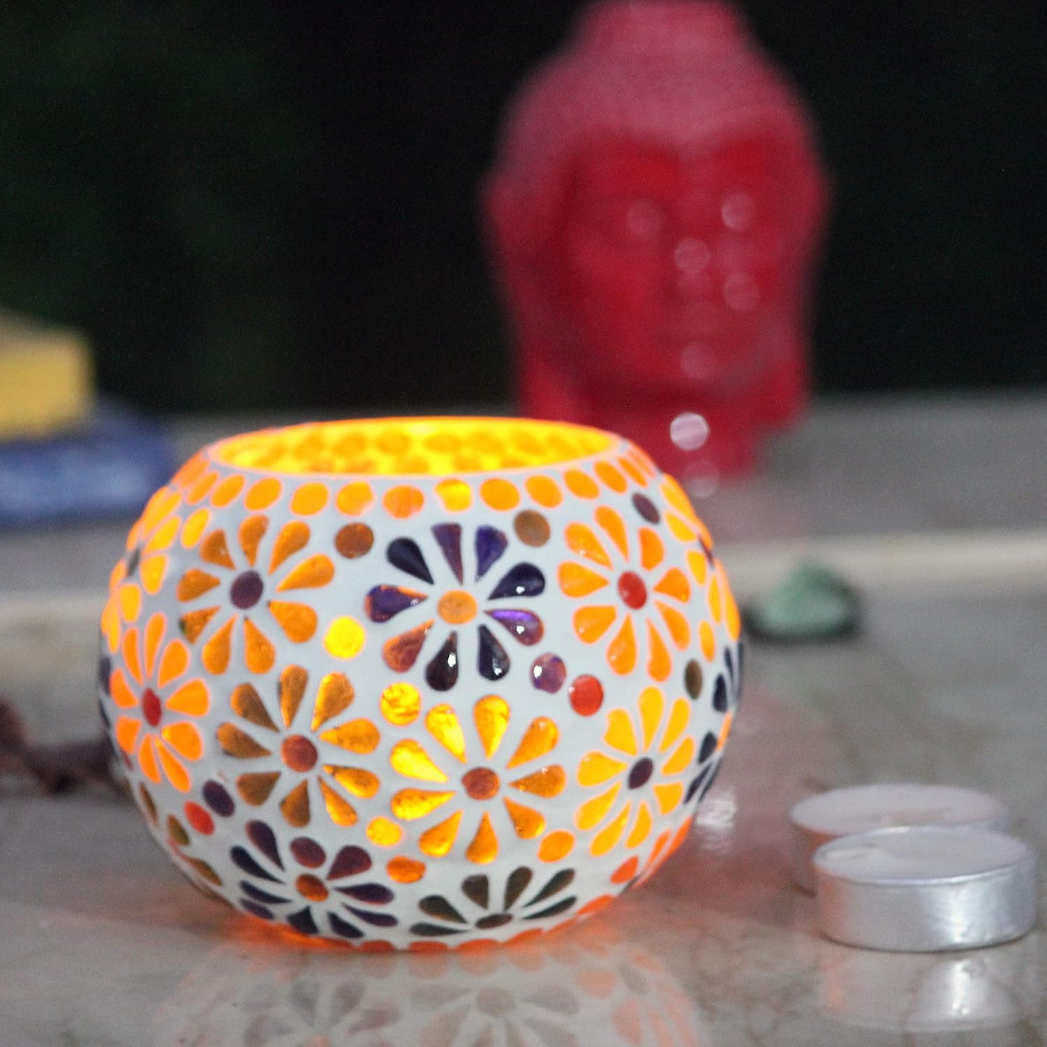 Buy Mosaic Crackle Glass Candle Holder Votive T Light Holder Home Décor