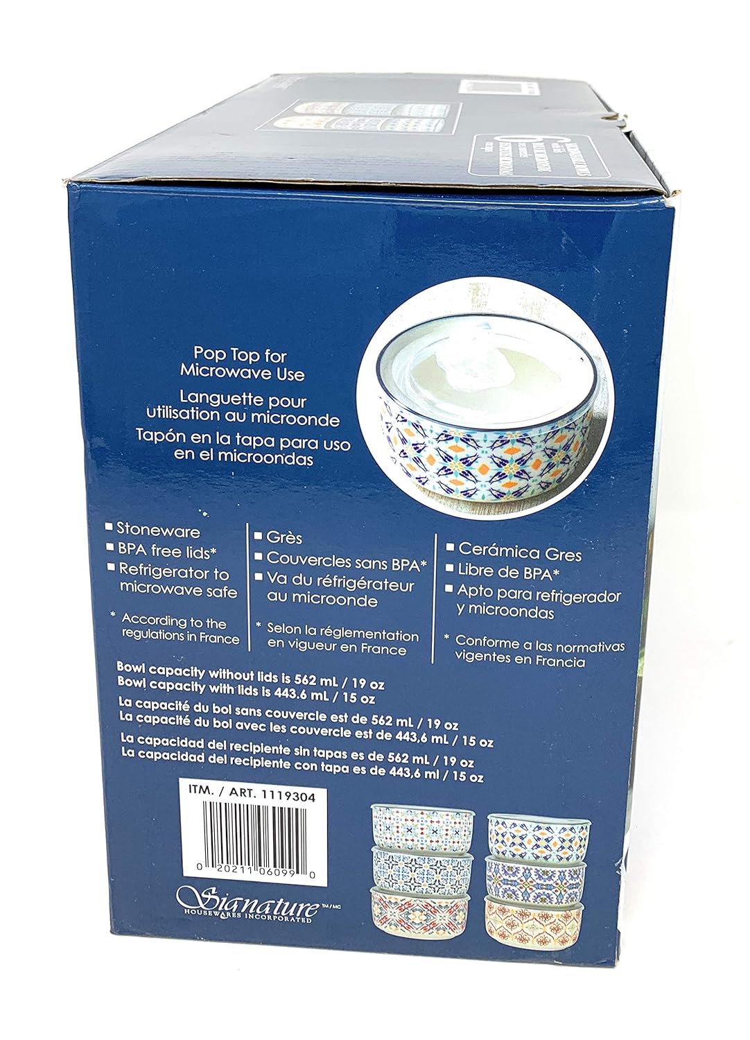 Amazon.com: Signature - Cuencos microondas, con tapa, 6 ...